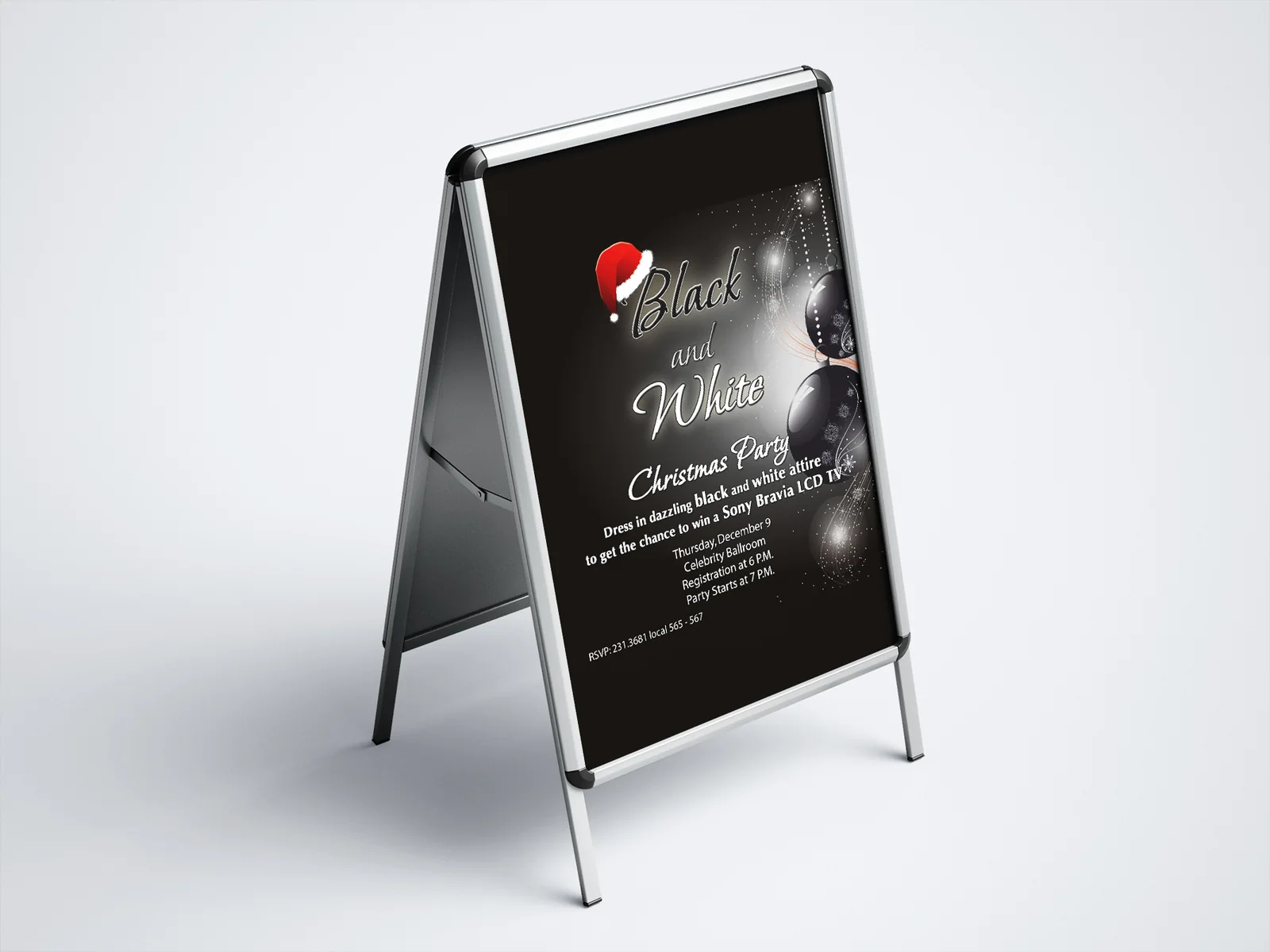 Event advertising shown on a sidewalk sign